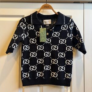 Gucci Black and White Logo Polo Shirt
